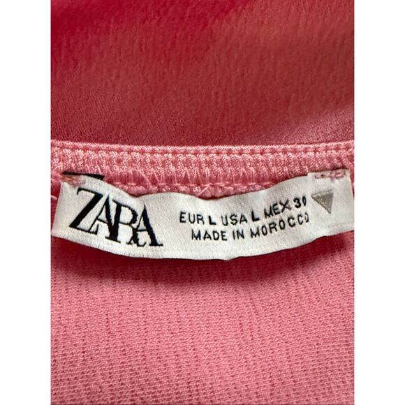 Zara Pink Satin Slip Mini Dress with Halter Tie Back – Size L” - Picture 8 of 9